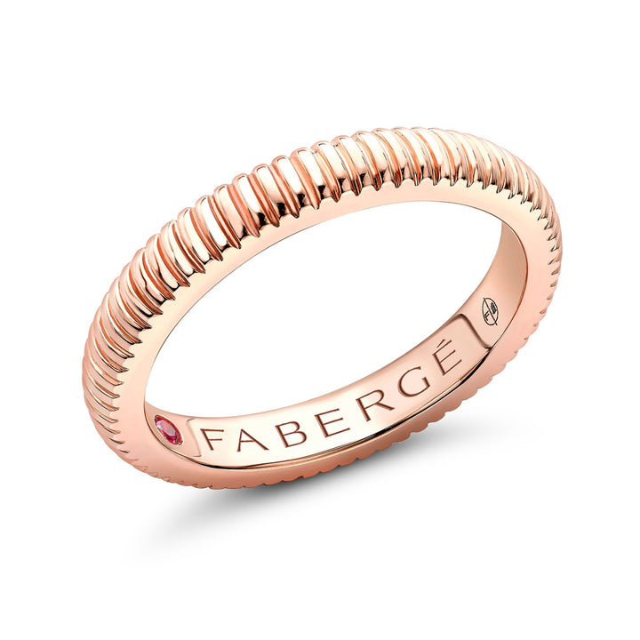 Fabergé Colours of Love 18ct Rose Gold Ruby Set Fluted Ring