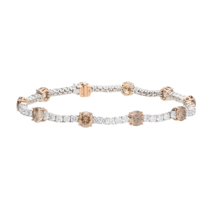 Cognac Diamond 10.74ct 18ct White and Rose Gold Bracelet
