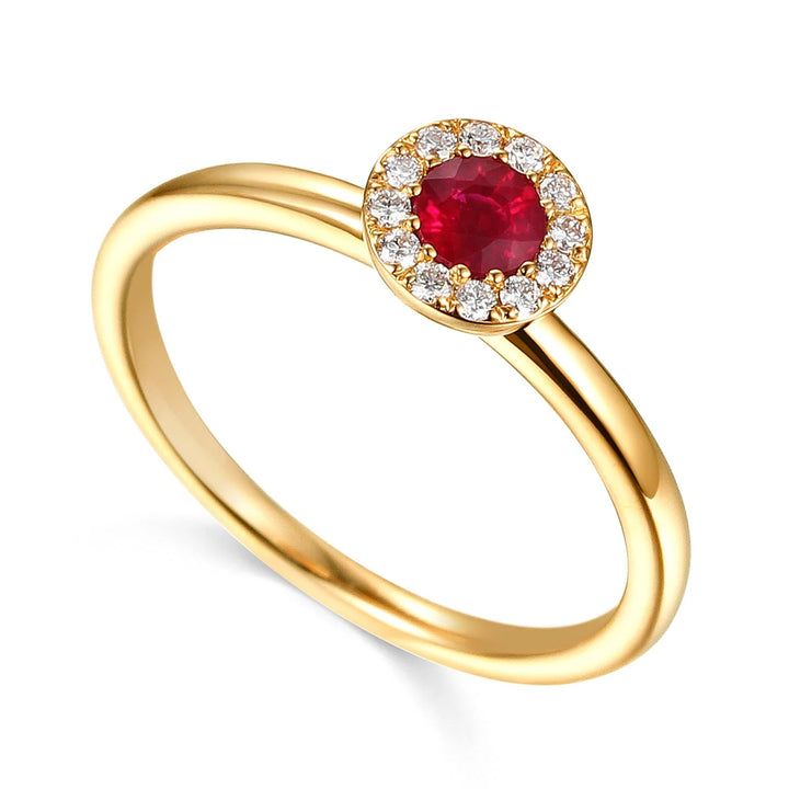 Ruby and Diamond 9ct Yellow Gold Cluster Ring