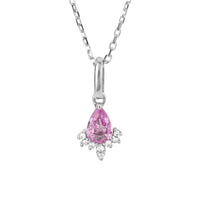 Pink Sapphire and Diamond 9ct White Gold Teardrop Pendant - Michael Jones Jeweller