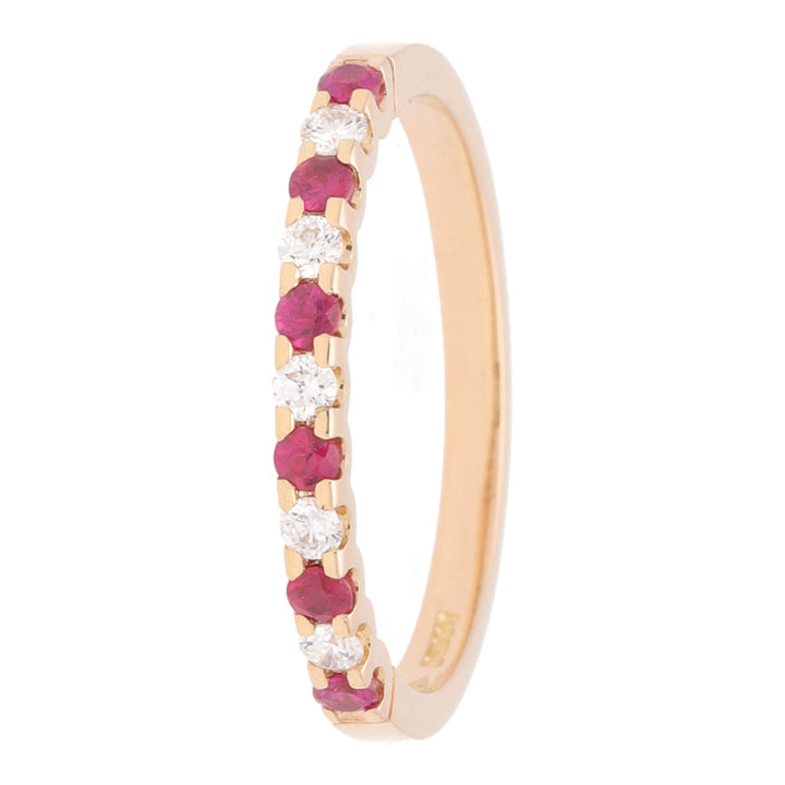 Ruby and Diamond 18ct Rose Gold Half Eternity Ring