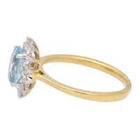 Aquamarine and Diamond 18ct Yellow Gold Cluster Ring