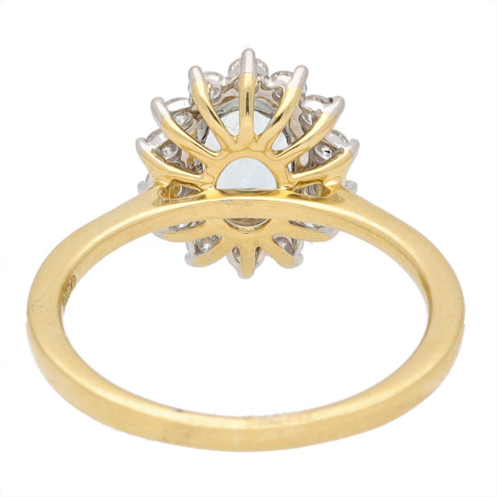 Aquamarine and Diamond 18ct Yellow Gold Cluster Ring