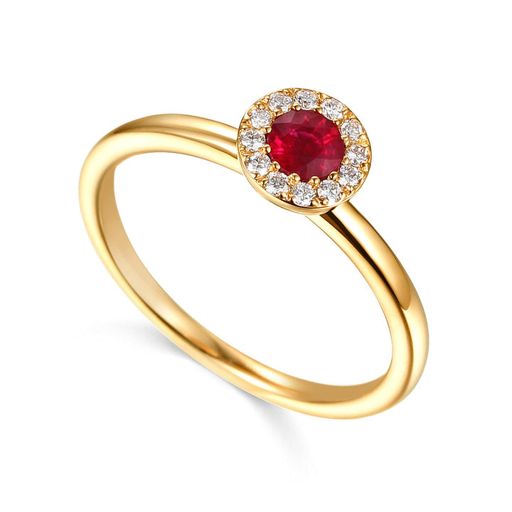 Ruby July Birthstone Collection 18ct Yellow Gold Cluster Ring