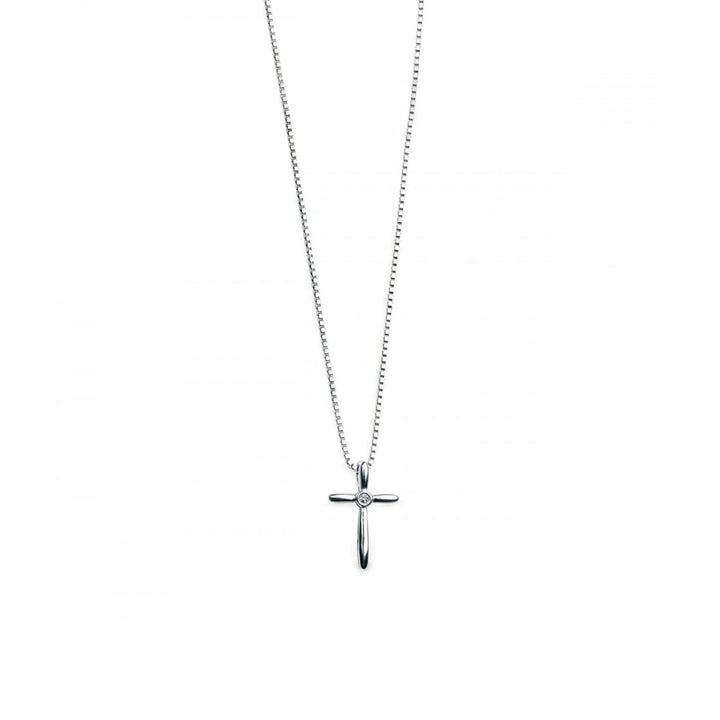 Childs D for Diamond Silver Cross Necklace