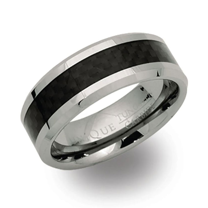 Unique & Co Black Carbon Fibre Inlay Tungsten Carbide Ring