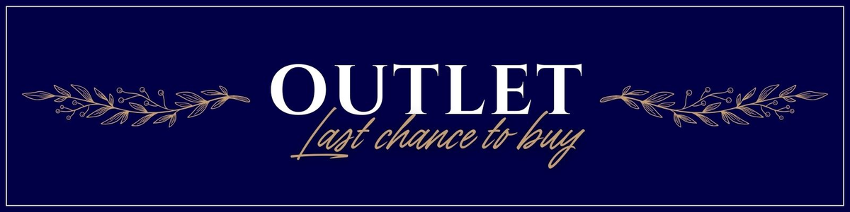 blue and gold outlet banner