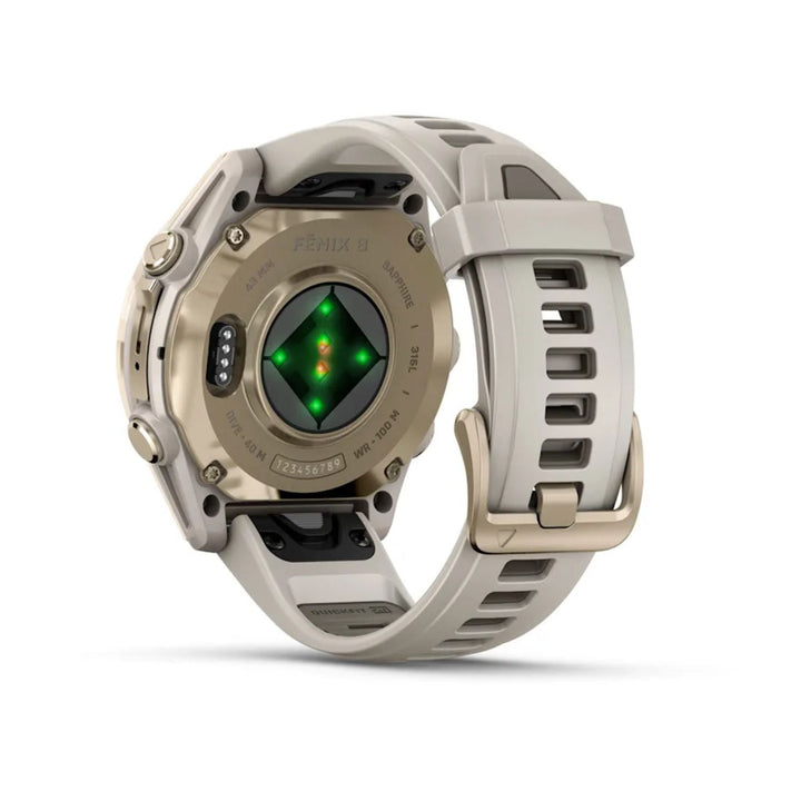 Garmin Fenix 8 43mm AMOLED Sapphire Soft Gold Sandstone Silicone Band Watch 010-02903-11