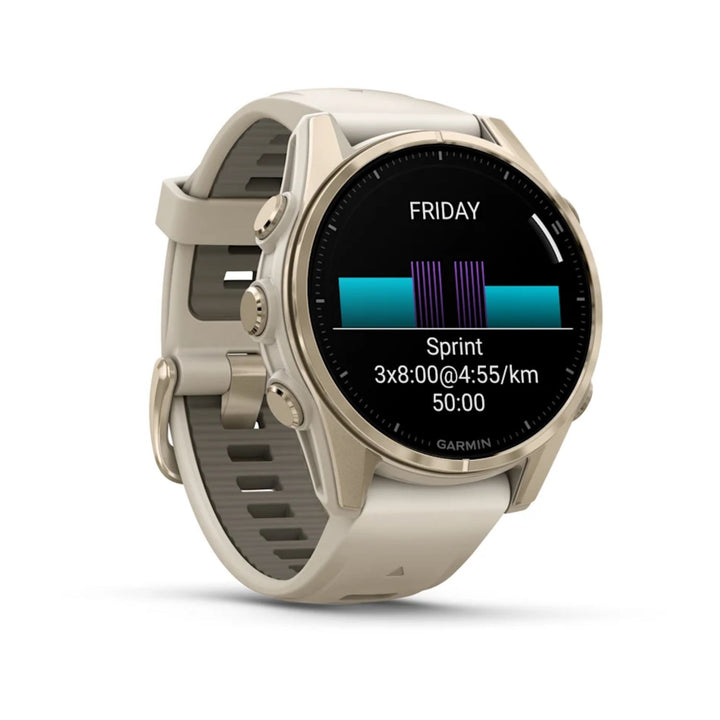 Garmin Fenix 8 43mm AMOLED Sapphire Soft Gold Sandstone Silicone Band Watch 010-02903-11
