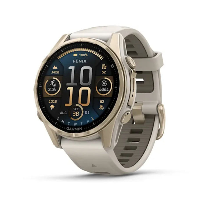 Garmin Fenix 8 43mm AMOLED Sapphire Soft Gold Sandstone Silicone Band Watch 010-02903-11