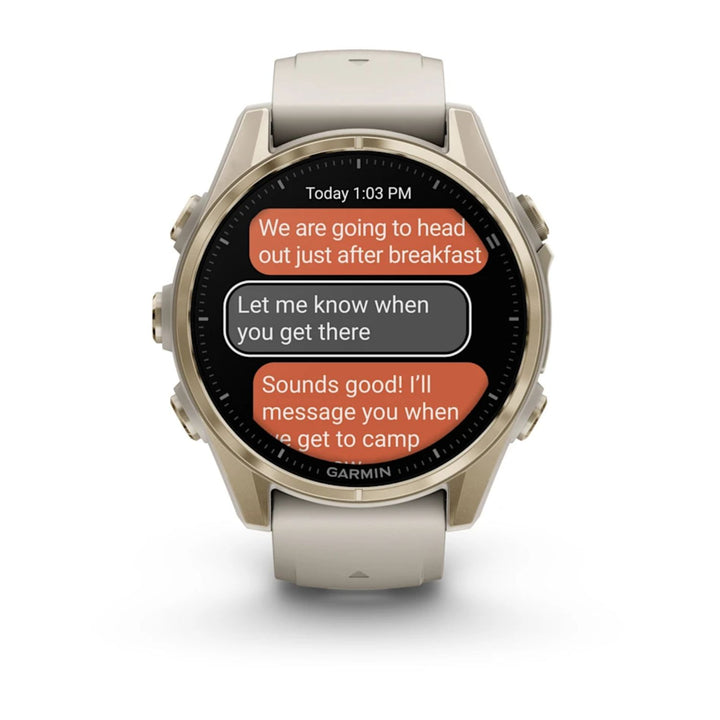Garmin Fenix 8 43mm AMOLED Sapphire Soft Gold Sandstone Silicone Band Watch 010-02903-11