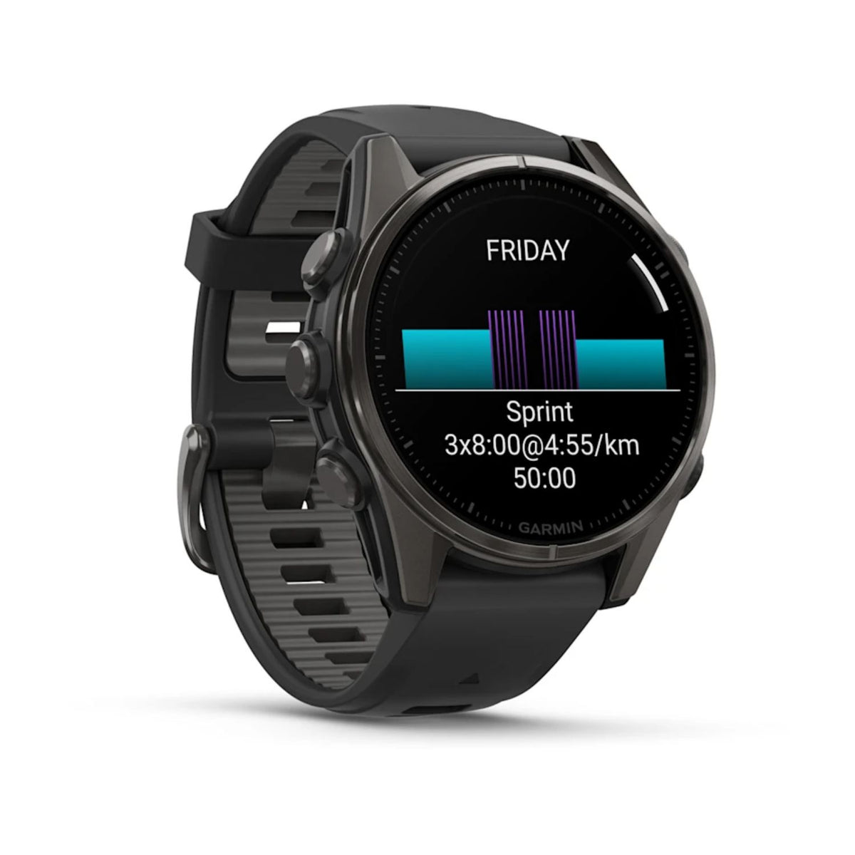 Garmin Fenix 8 43mm AMOLED Sapphire Carbon Grey DLC Pebble Grey Silicone Titanium Watch 010-02903-21 - Michael Jones Jeweller