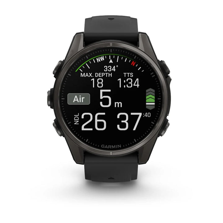 Garmin Fenix 8 43mm AMOLED Sapphire Carbon Grey DLC Pebble Grey Silicone Titanium Watch 010-02903-21