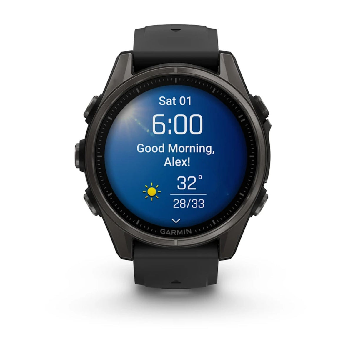 Garmin Fenix 8 43mm AMOLED Sapphire Carbon Grey DLC Pebble Grey Silicone Titanium Watch 010-02903-21 - Michael Jones Jeweller
