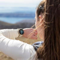 Garmin Fenix 8 43mm AMOLED Sapphire Gold Limestone Leather 010-02903-40 - Michael Jones Jeweller