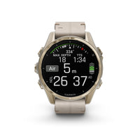Garmin Fenix 8 43mm AMOLED Sapphire Gold Limestone Leather 010-02903-40 - Michael Jones Jeweller
