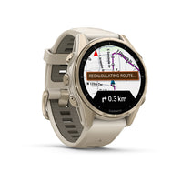 Garmin Fenix 8 43mm AMOLED Sapphire Gold Limestone Leather 010-02903-40 - Michael Jones Jeweller