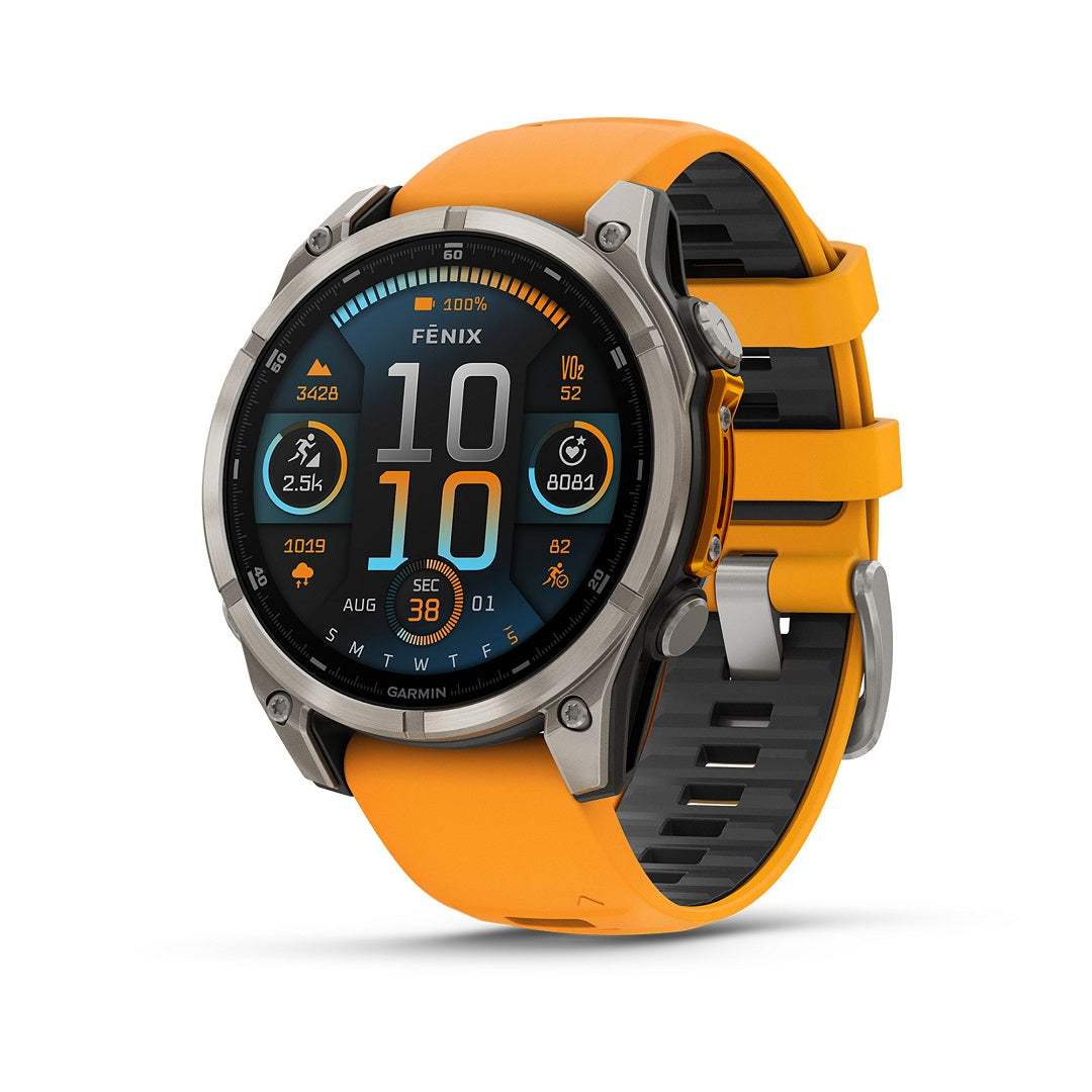 Garmin Fenix 8 47mm AMOLED Sapphire Titanium Spark Orange Silicone 010-02904-11 - Michael Jones Jeweller