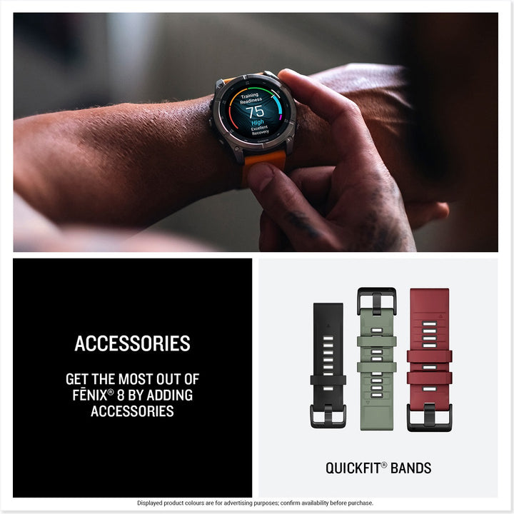 Garmin Fenix 8 47mm AMOLED Sapphire Titanium Spark Orange Silicone 010-02904-11 - Michael Jones Jeweller