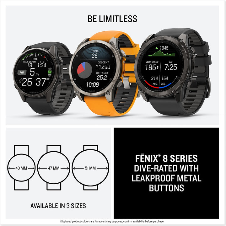 Garmin Fenix 8 47mm AMOLED Sapphire Titanium Spark Orange Silicone 010-02904-11 - Michael Jones Jeweller