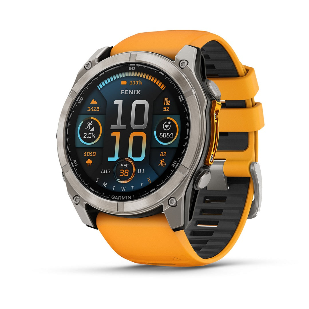 Garmin Fenix 8 51mm AMOLED Sapphire Titanium Spark Orange Silicone 010-02905-11 - Michael Jones Jeweller