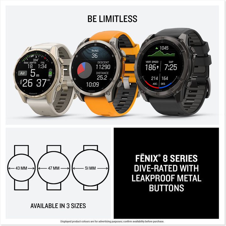 Garmin Fenix 8 51mm AMOLED Sapphire Titanium Spark Orange Silicone 010-02905-11 - Michael Jones Jeweller