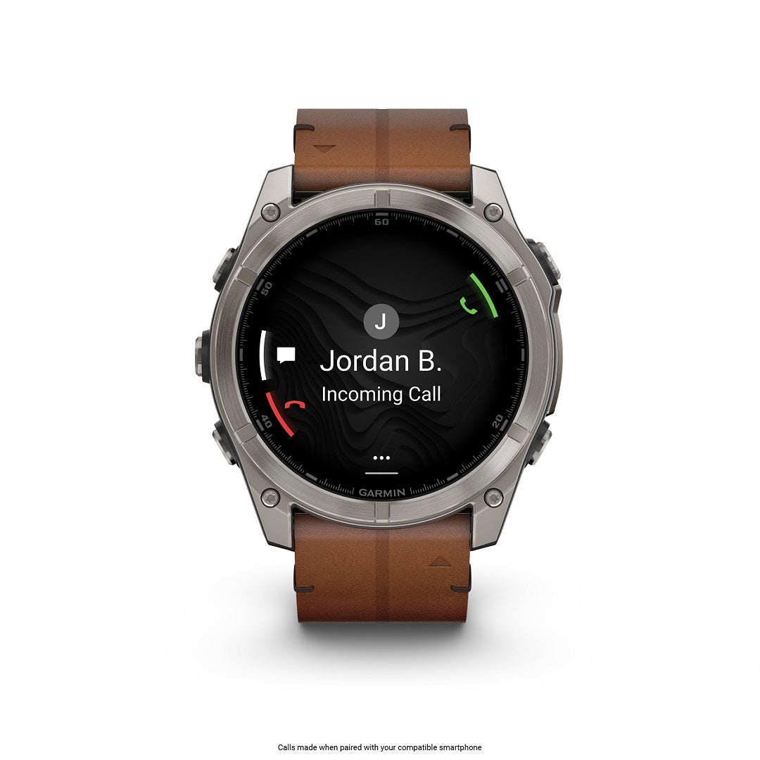 Garmin Fenix 8 51mm AMOLED Sapphire Carbon DLC Chestnut Leather 010-02905-40 - Michael Jones Jeweller
