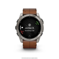 Garmin Fenix 8 51mm AMOLED Sapphire Carbon DLC Chestnut Leather 010-02905-40 - Michael Jones Jeweller