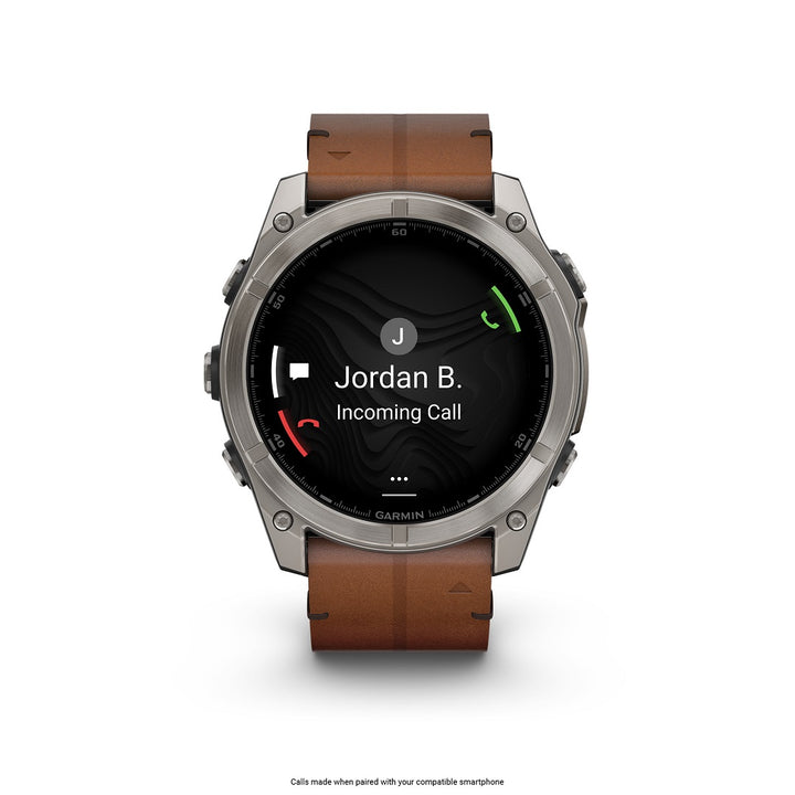 Garmin Fenix 8 51mm AMOLED Sapphire Carbon DLC Chestnut Leather 010-02905-40 - Michael Jones Jeweller