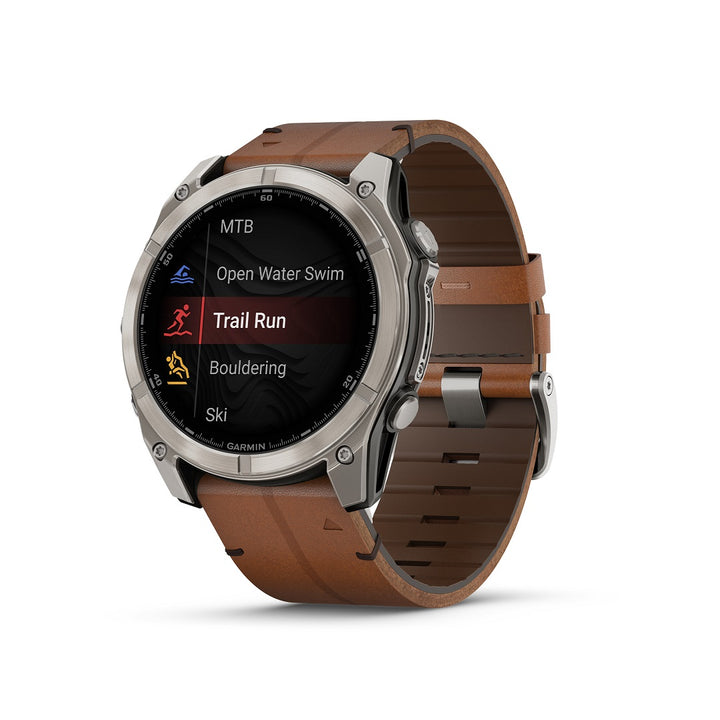 Garmin Fenix 8 51mm AMOLED Sapphire Carbon DLC Chestnut Leather 010-02905-40 - Michael Jones Jeweller