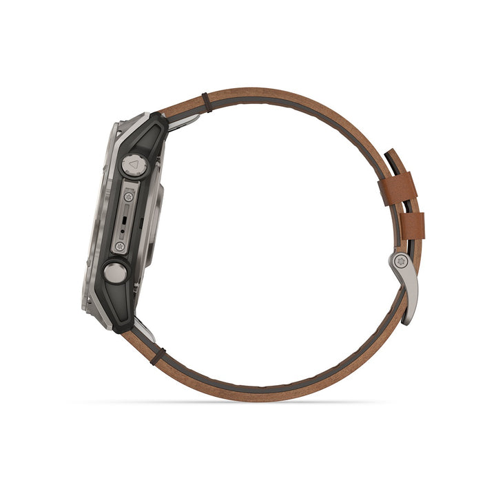 Garmin Fenix 8 51mm AMOLED Sapphire Carbon DLC Chestnut Leather 010-02905-40 - Michael Jones Jeweller