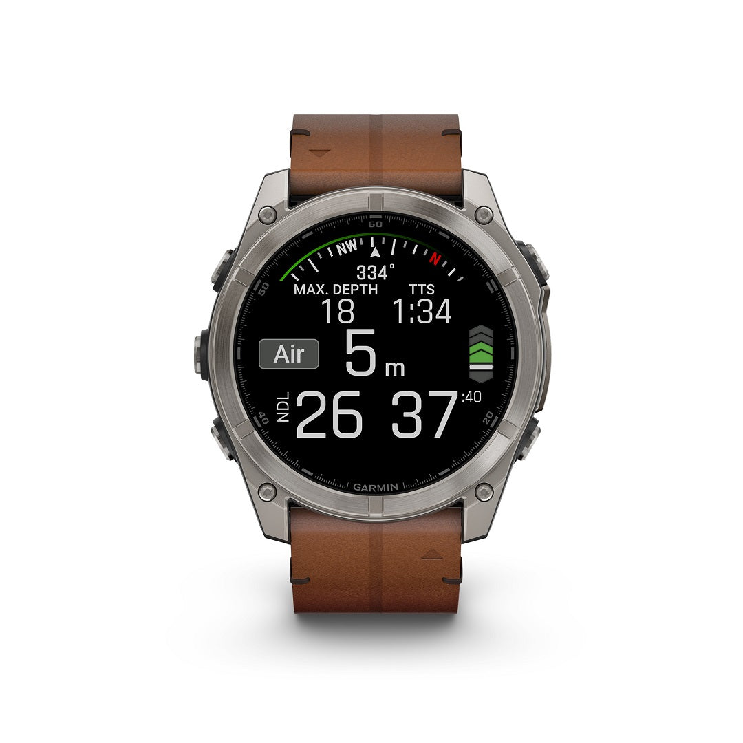 Garmin Fenix 8 51mm AMOLED Sapphire Carbon DLC Chestnut Leather 010-02905-40 - Michael Jones Jeweller