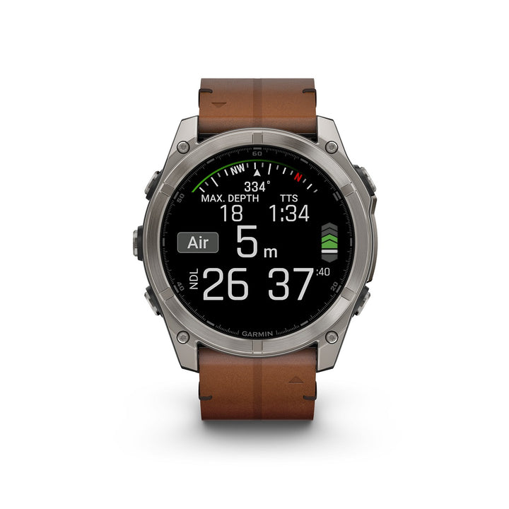 Garmin Fenix 8 51mm AMOLED Sapphire Carbon DLC Chestnut Leather 010-02905-40 - Michael Jones Jeweller