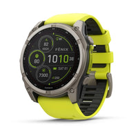 Garmin Fenix 8 Sapphire Solar 51mm Titanium Amp Yellow Silicone Watch 010-02907-21
