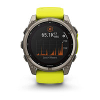 Garmin Fenix 8 Sapphire Solar 51mm Titanium Amp Yellow Silicone Watch 010-02907-21