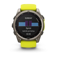Garmin Fenix 8 Sapphire Solar 51mm Titanium Amp Yellow Silicone Watch 010-02907-21
