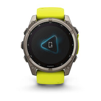 Garmin Fenix 8 Sapphire Solar 51mm Titanium Amp Yellow Silicone Watch 010-02907-21