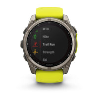 Garmin Fenix 8 Sapphire Solar 51mm Titanium Amp Yellow Silicone Watch 010-02907-21