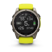 Garmin Fenix 8 Sapphire Solar 51mm Titanium Amp Yellow Silicone Watch 010-02907-21