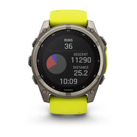 Garmin Fenix 8 Sapphire Solar 51mm Titanium Amp Yellow Silicone Watch 010-02907-21