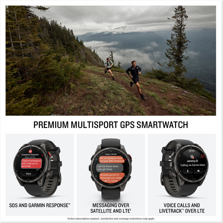 Garmin Fenix 8 Pro 47mm AMOLED Sapphire, Carbon Grey DLC Pebble Grey Silicone Titanium Watch 010-03198-01
