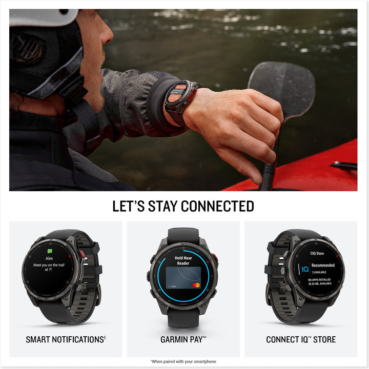 Garmin Fenix 8 Pro 47mm AMOLED Sapphire, Carbon Grey DLC Pebble Grey Silicone Titanium Watch 010-03198-01