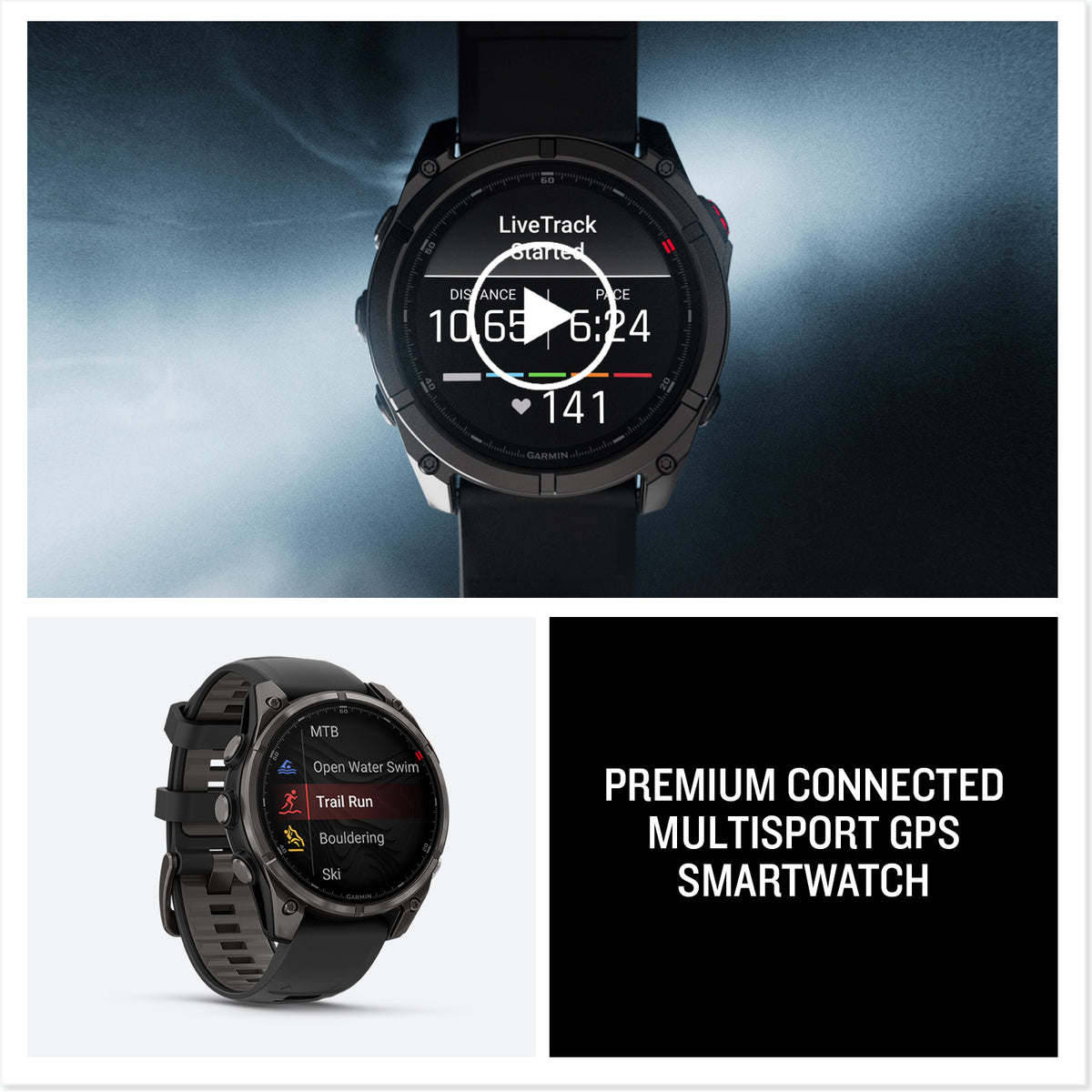Garmin Fenix 8 Pro 47mm AMOLED Sapphire, Carbon Grey DLC Pebble Grey Silicone Titanium Watch 010-03198-01 - Michael Jones Jeweller