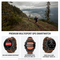 Garmin Fenix 8 Pro 47mm AMOLED Sapphire, Carbon Grey DLC Chestnut Leather Titanium Watch 010-03198-40