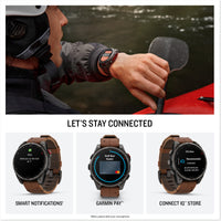 Garmin Fenix 8 Pro 47mm AMOLED Sapphire, Carbon Grey DLC Chestnut Leather Titanium Watch 010-03198-40
