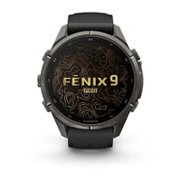 Garmin Fenix 9 Pro 43mm Carbon Grey DLC / Black Pebble Grey Silicone Titanium Watch 010-04335-11