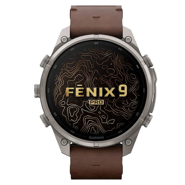 Garmin Fenix 9 Pro AMOLED InReach 47mm Walnut Leather Titanium Watch 010-04336-41