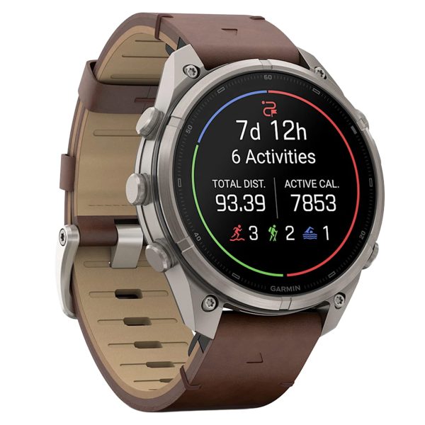 Garmin Fenix 9 Pro AMOLED InReach 47mm Walnut Leather Titanium Watch 010-04336-41