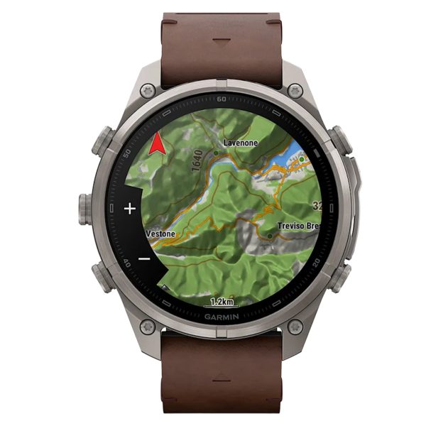 Garmin Fenix 9 Pro AMOLED InReach 47mm Walnut Leather Titanium Watch 010-04336-41