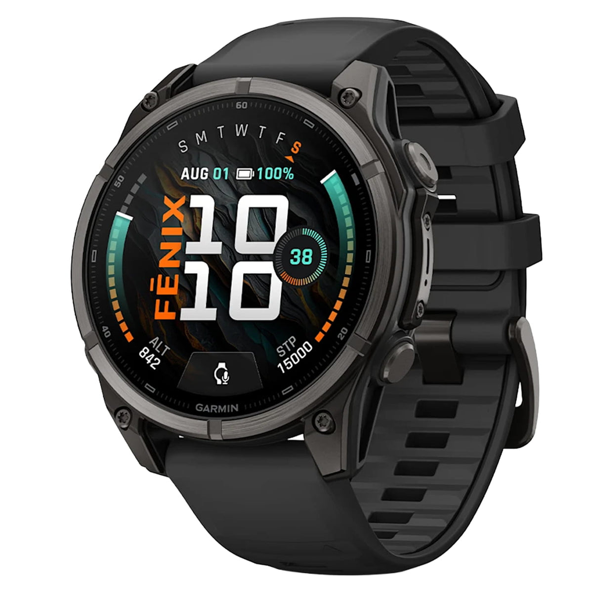 Garmin Fenix 9 47mm Carbon Grey DLC / Black Silicone Titanium Watch 010-04762-11